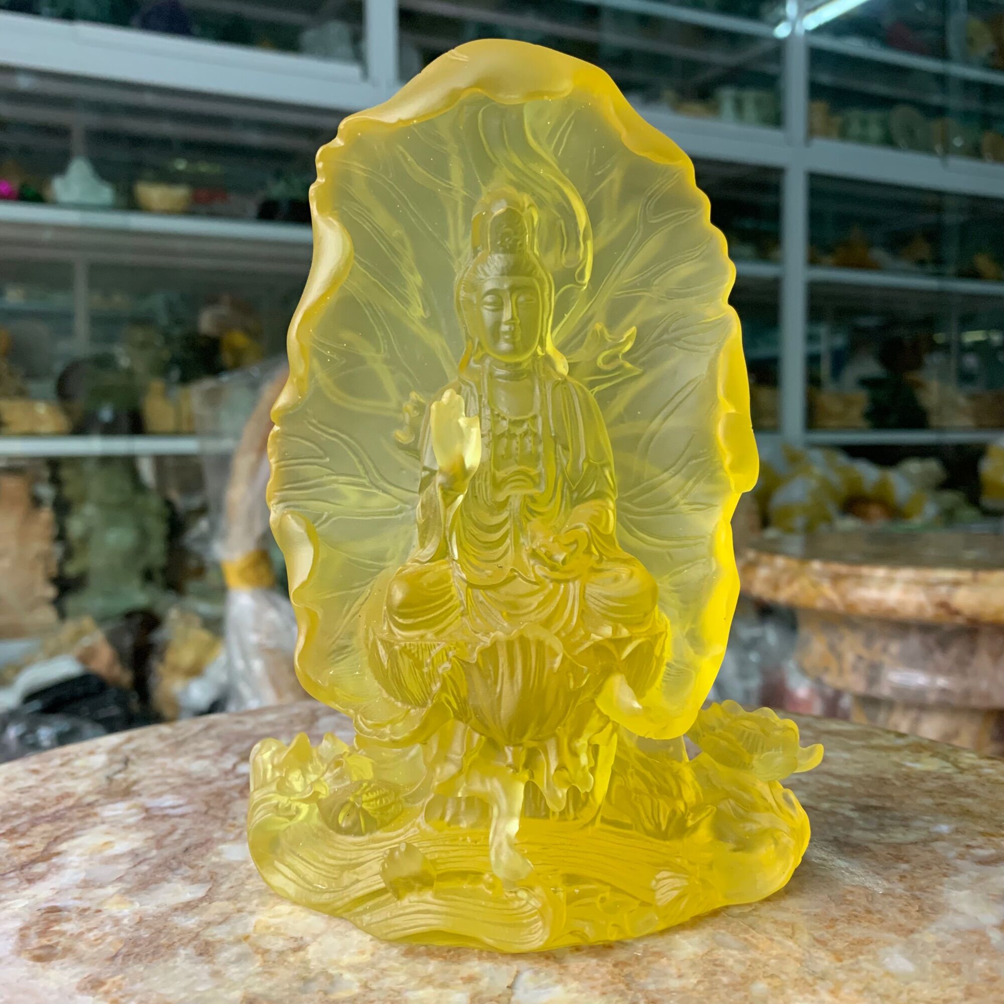 Tượng phật quan âm ngọc lưu ly - cao 16cm