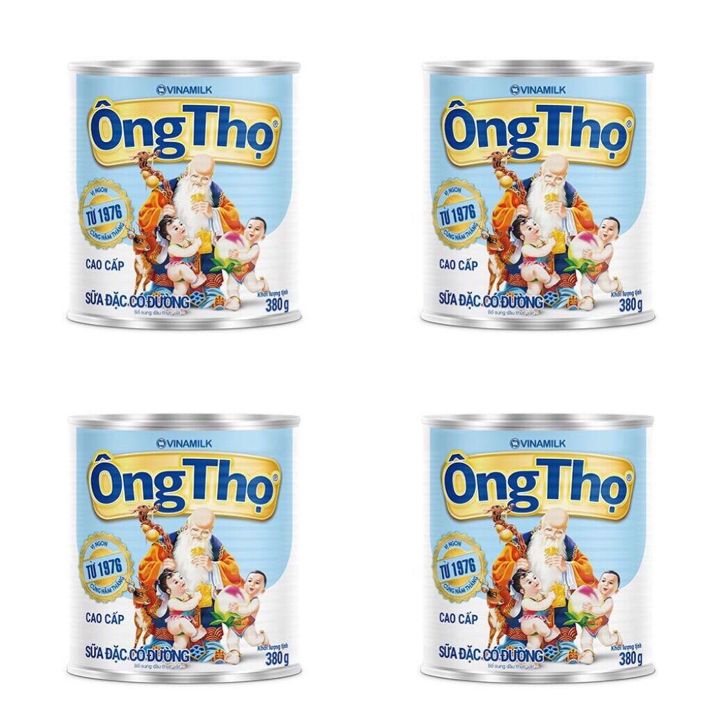 [Combo 4 hộp] Sữa đặc có đường Ông Thọ trắng nhãn xanh lon 380g