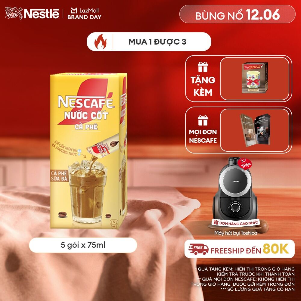 [ƯU ĐÃI THÁNG 6] NESCAFÉ Nước Cốt Cà Phê vị Café Sữa Đá (Hộp 5 Gói)-FUJJI
