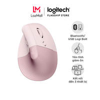 Chuột công thái học không dây Logitech Lift Vertical - Bluetooth|USB Logi Bolt Silent giảm ồn 4 nút tùy chỉnh tương thích với Windows/macOS/iPadOS Laptop PC