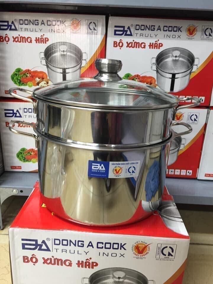 Nồi hấp 2 tầng dày 1.5 đáy inox đông á 24cm