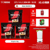 [ƯU ĐÃI THÁNG 10] [Giao hàng toàn quốc] Combo 3 Bịch Cà phê đen Hòa tan NESCAFÉ CAFE VIỆT Vị Mạnh đặc trưng (Túi 35 gói x 16g)