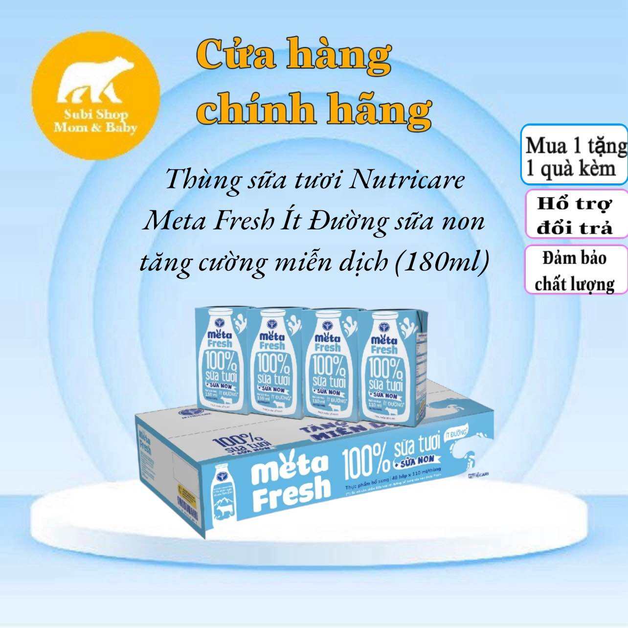Thùng sữa tươi Nutricare Meta Fresh Ít Đường sữa non tăng cường miễn dịch