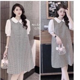 Đầm bầu baby doll caro dễ thương