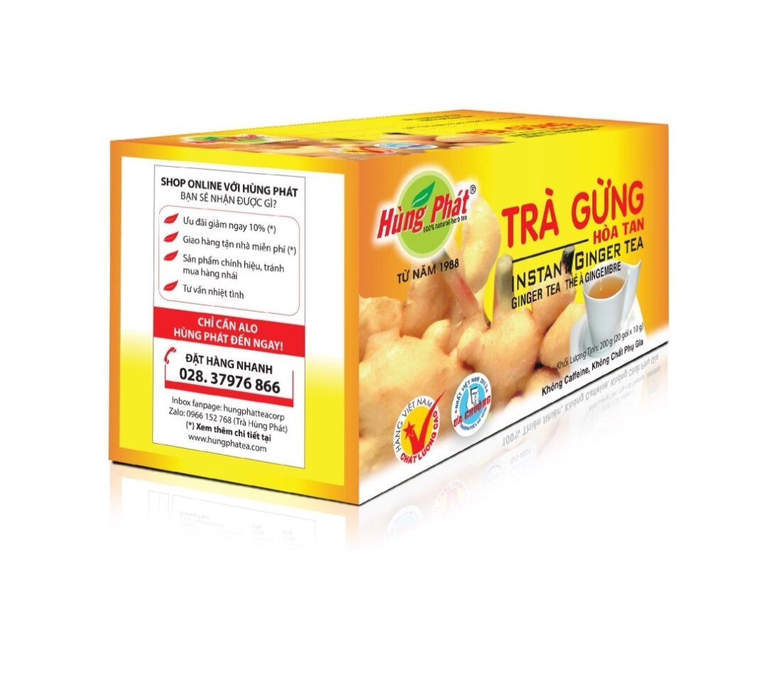 TRÀ GỪNG HÒA TAN HÙNG PHÁT (HỘP LỚN 20 GÓI)