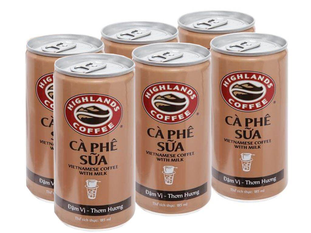 Thùng 24 lon Cà phê sữa HIGHLANDS COFFEE lon 185ml (24 lon x 185ml)