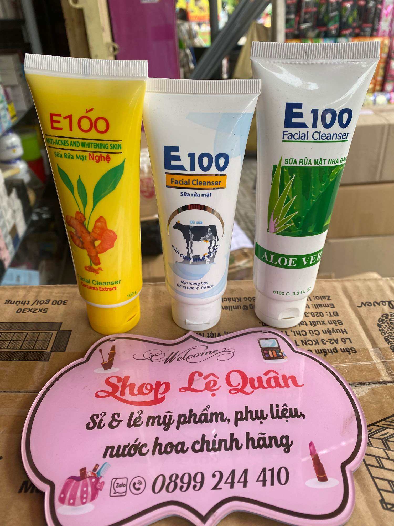 Sữa Rửa Mặt E100 100g - 80g - Nghệ - Bò - Nha Đam Cho Làn Da Sạch Và Sáng Mịn - Hàng Công Ty Loại 1