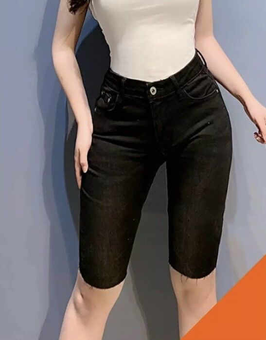 Quần kaki lưng cao lửng trắng đen trơn - đủ size- quần kaki ngố nữ