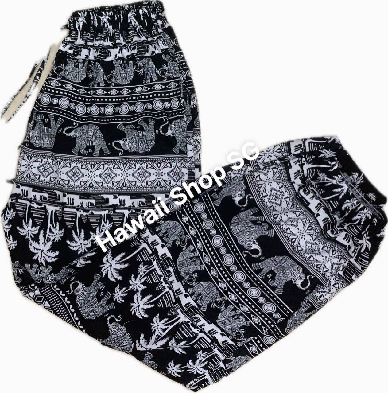 (Bigsize 85kg) Elephant Brocade Long Pants for Men and Women (Elastic Waistband)