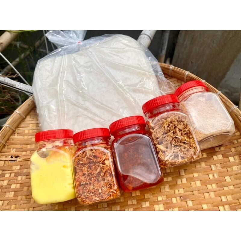 Set 250g bánh tráng phơi sương+ hành phi+ Muối nhuyễn siêucay+ Sa Tế + Bơ vàng + Tắc