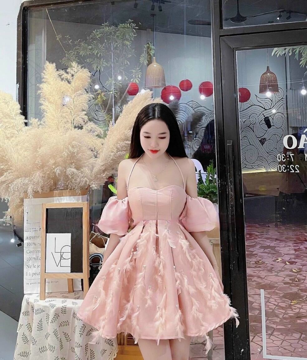 ĐẦM XÒE CUP TAY PHỒNG ĐÍNH LÔNG