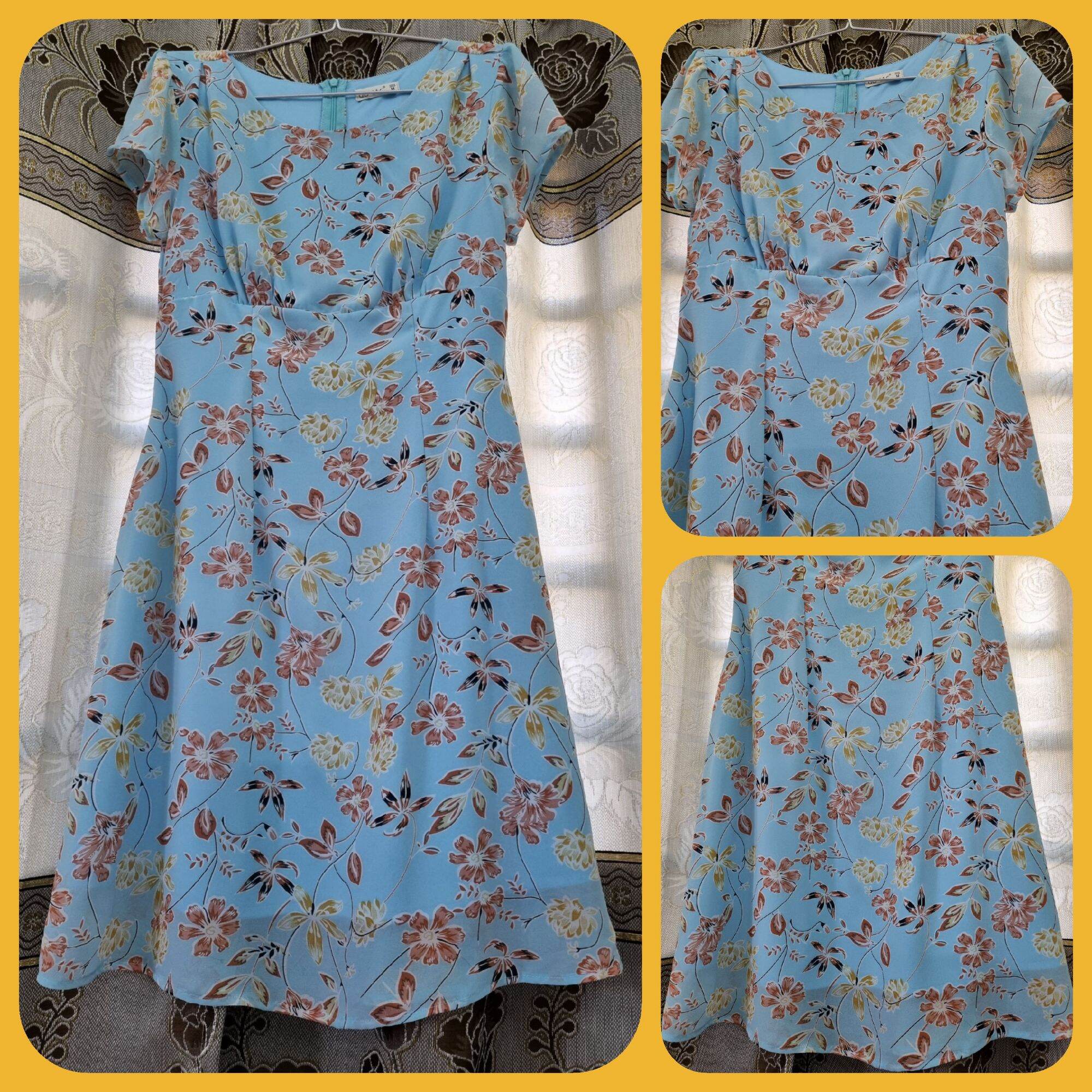 Thanh lý tủ đồ - đầm gumac xanh da trời hoa cam size m
