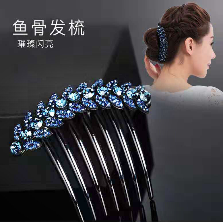 Kẹp tóc trung niên phụ kiện tóc búi tóc cho mẹ lược cài tóc khay 7 răng kẹp tóc khí chất thời trang trâm cài tóc pha lê kẹp tóc trâm cài tóc