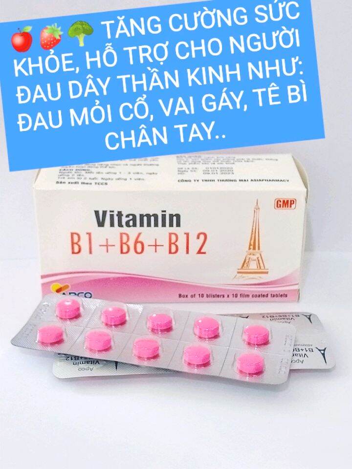Viên uống VITAMIN 3B (B1 + B6 + B12) Apco Hộp 100 viên  dùng người mệt mỏi, chán ăn, suy nhược cơ thể, đau dây thần kinh...