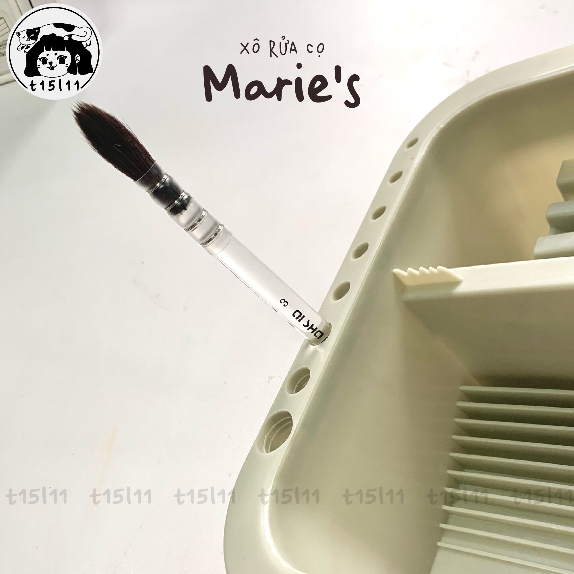 [t15l11] Xô Khay rửa cọ vẽ Marie’s đa năng