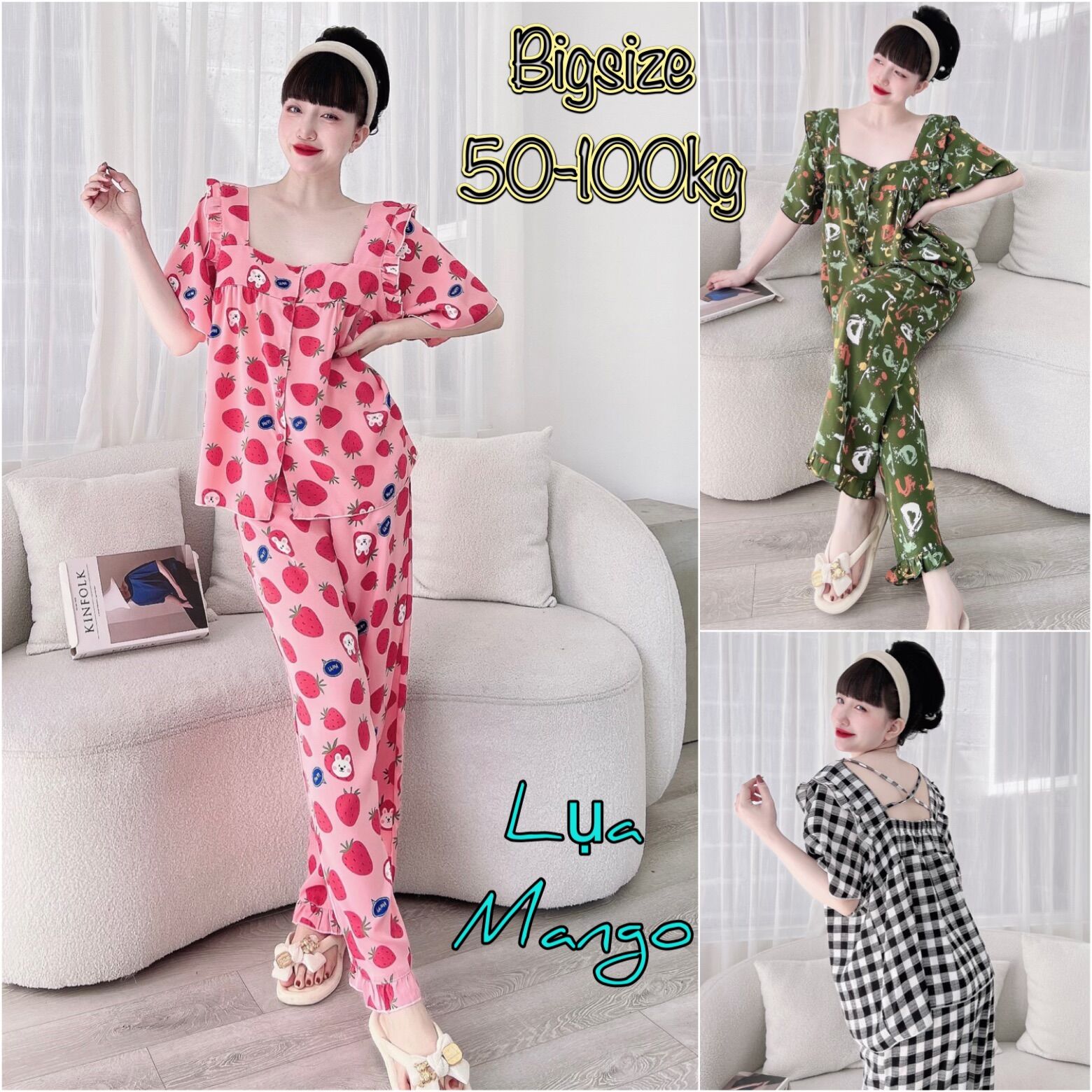 Bộ ngủ bigsize lụa cao cấp - siêu cute