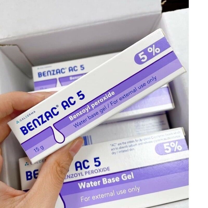 Benzac ac 5 benzoyl peroxide 5% gel hỗ trợ giảm mụn 15g