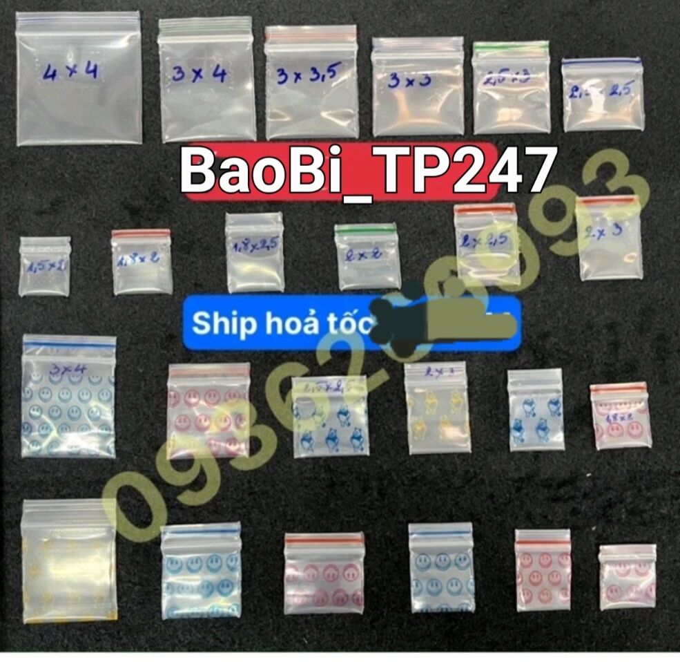 bịch 100 cái túi zip mini nhỏ nhiều size