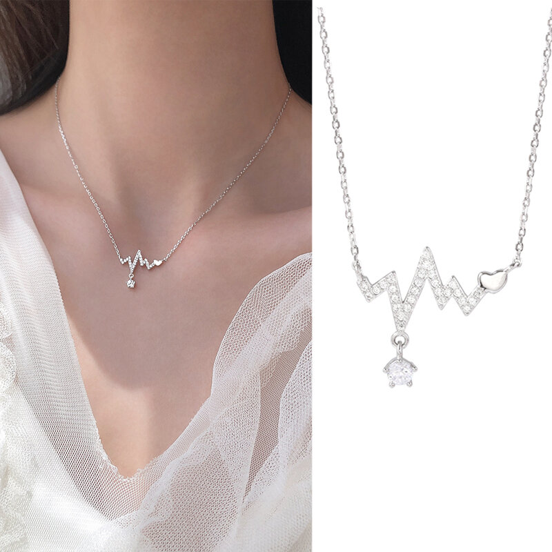Dây chuyền hình nhịp tim nữ tính _ bạc 925