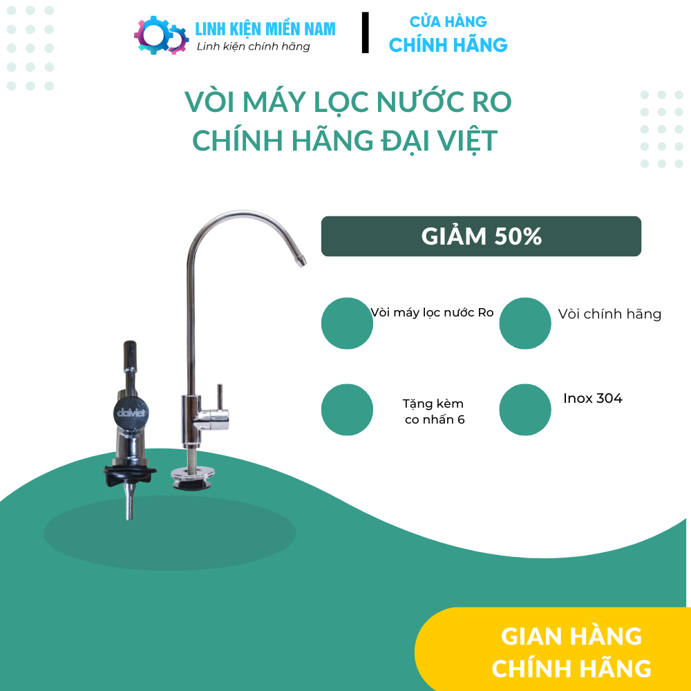 Vòi máy lọc nước RO loại cong inox 304 trụ vòi bằng đồng chính hãng Đại Việt