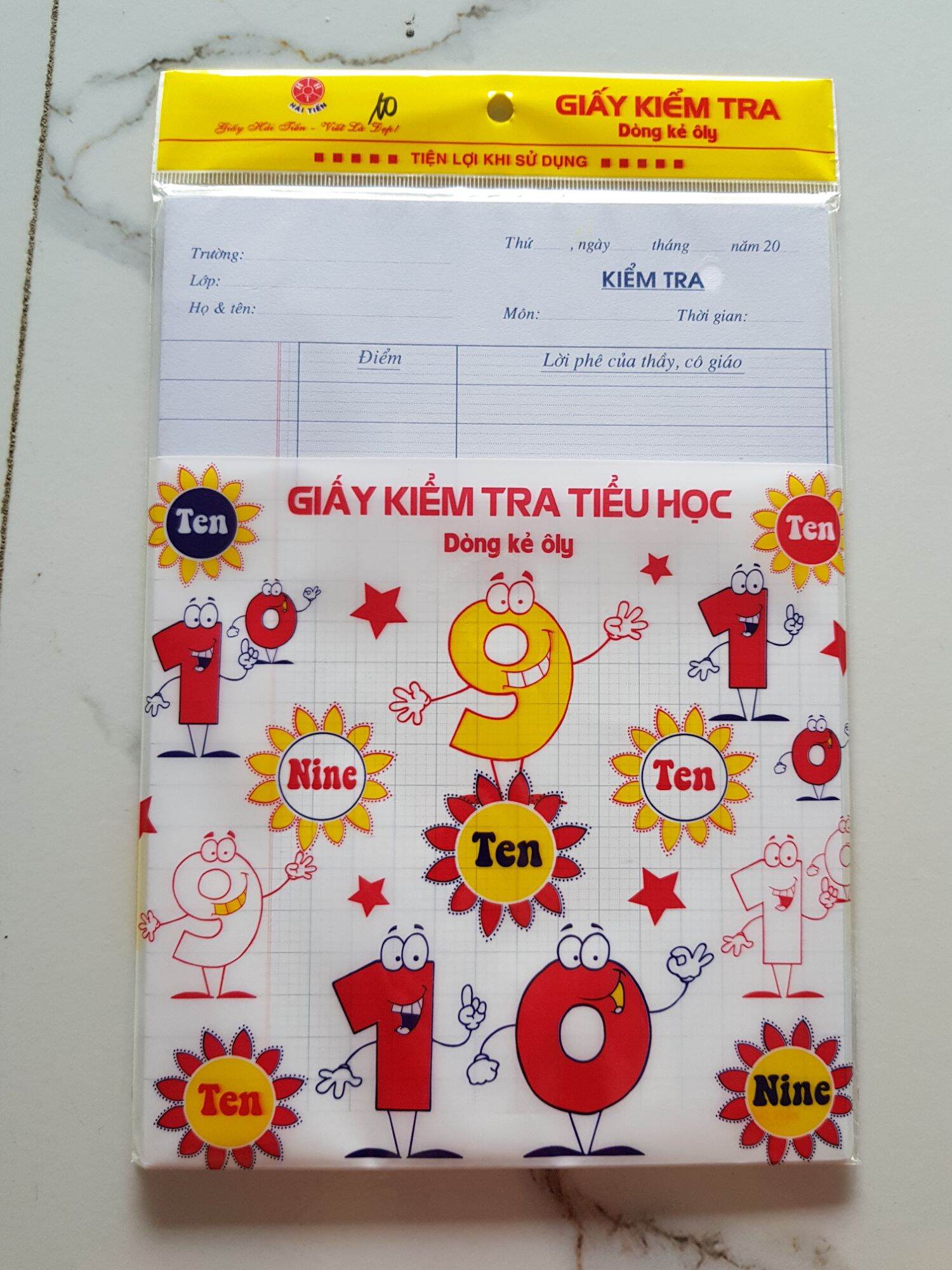 Giấy kiểm tra cấp 1 Hồng Hà