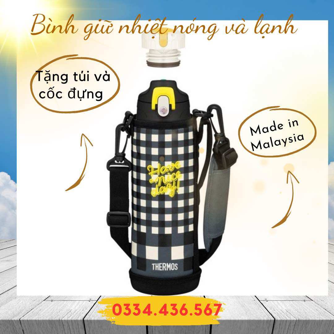 Bình ủ chân không 1 lít Thermos kèm túi Nhật Bản