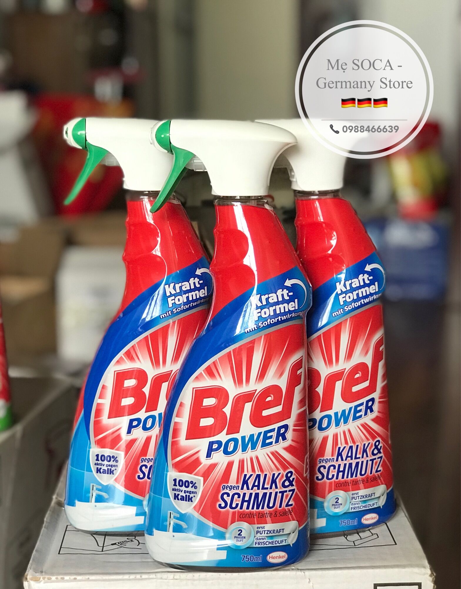 Xịt vệ sinh chống cặn canxi và bụi bẩn bref power kalk & schmutz 750ml