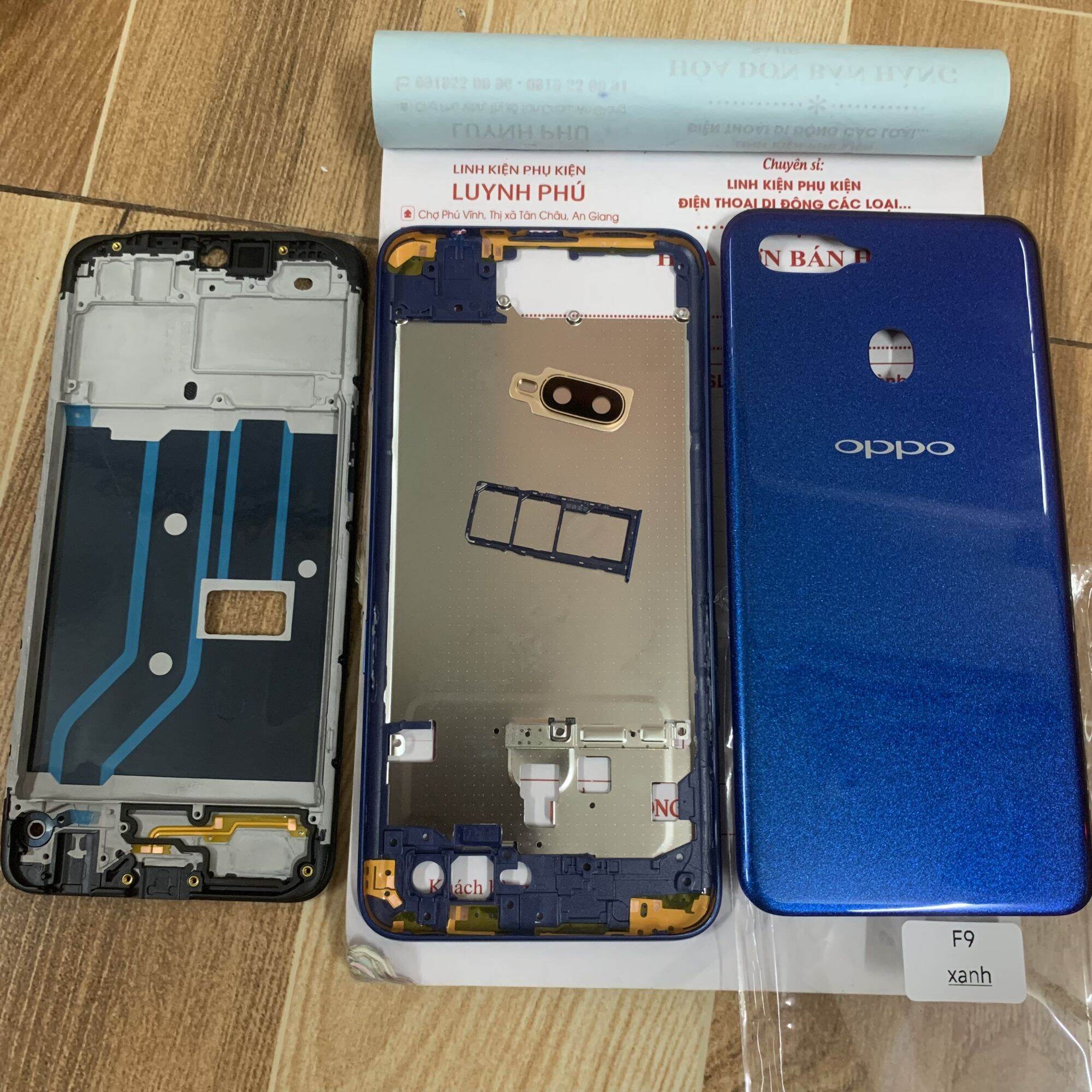 Vỏ oppo F9 bộ có khay sim kính camera