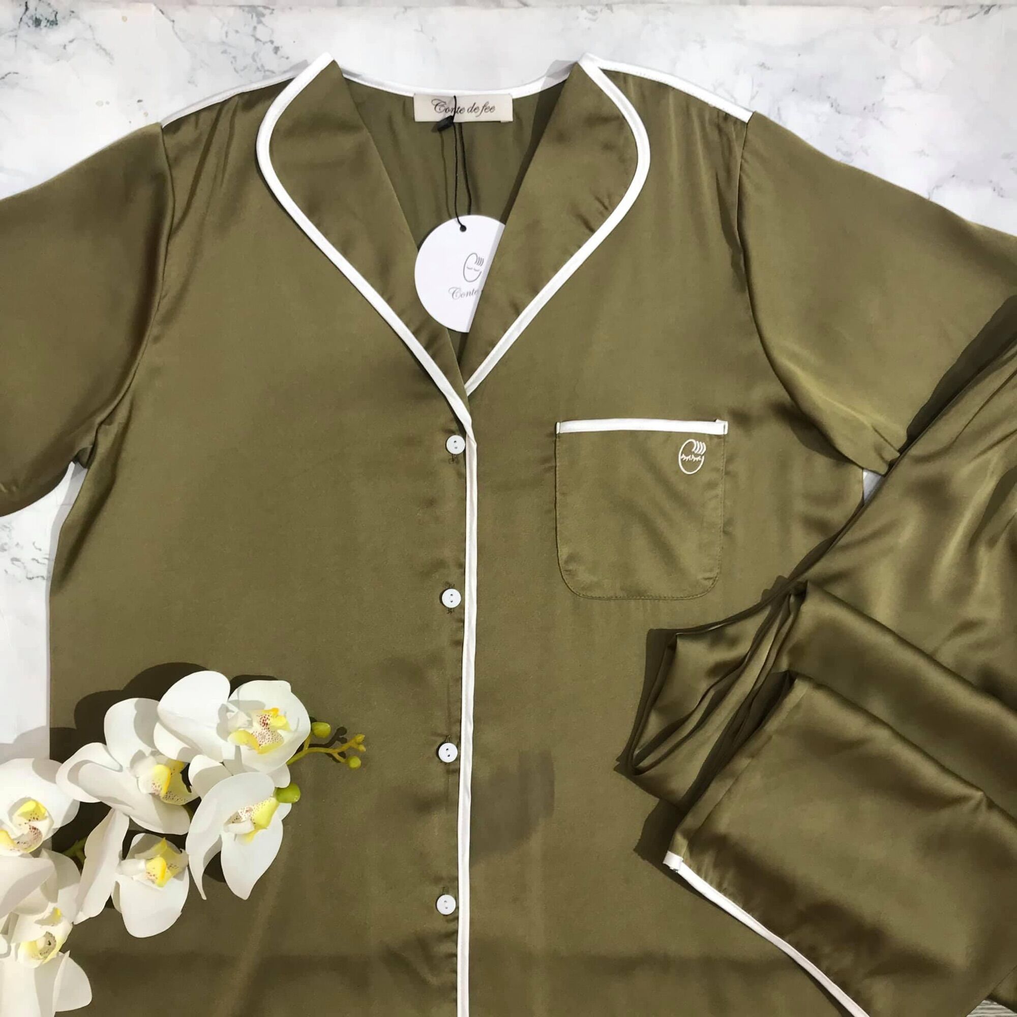 SET PYJAMA CỔ BẺ LỤA CAO CẤP MẶC NHÀ