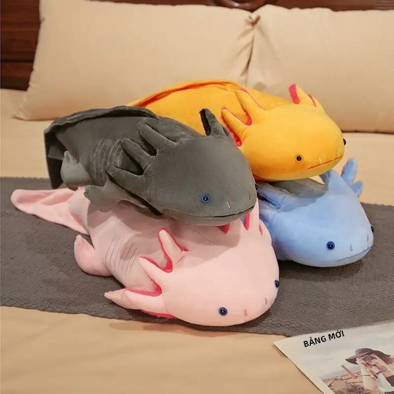 45Cm Kawaii Nhiều Màu Sắc Newt Axolotl Sang Trọng Đồ Chơi Nhồi Bông Dễ Thương Kỳ Nhông Mờ Cá Dài Gối