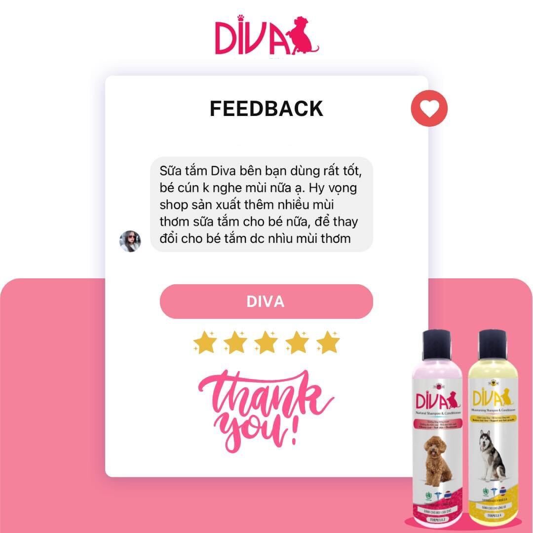 Sữa tắm thơm mượt chống rụng Diva cho chó