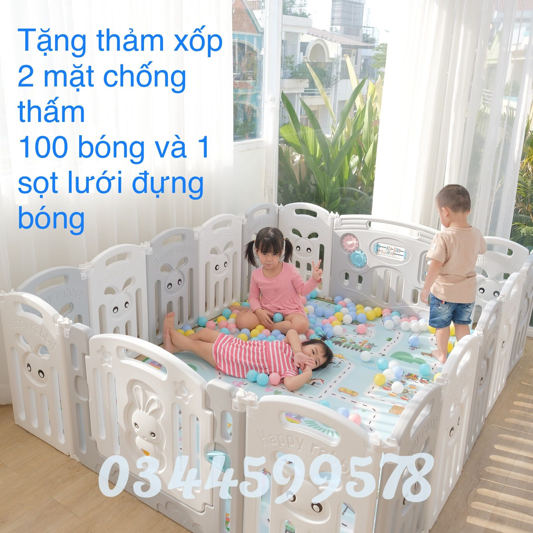 Quây cũi nhựa gấp gọn cho bé(+100 bóng)