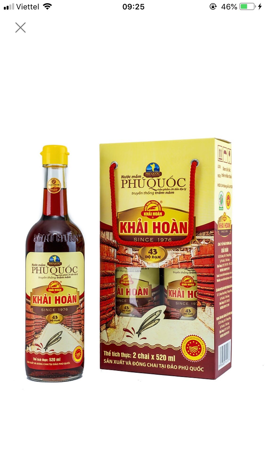 Nước mắm phú quốc khải hoàn 43 độ đạm