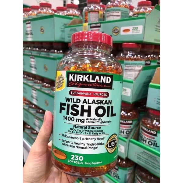 T10/2023 dầu cá kirkland wild alaskan fish oil 1400mg - 230 viên