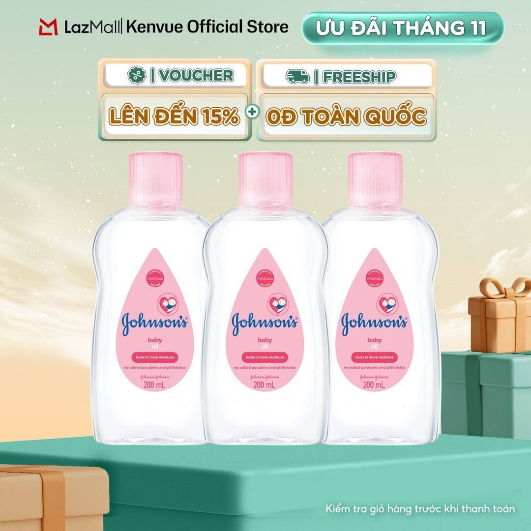 Combo 3 Chai Dầu Mát Xa Johnsons Baby Oil 200ml