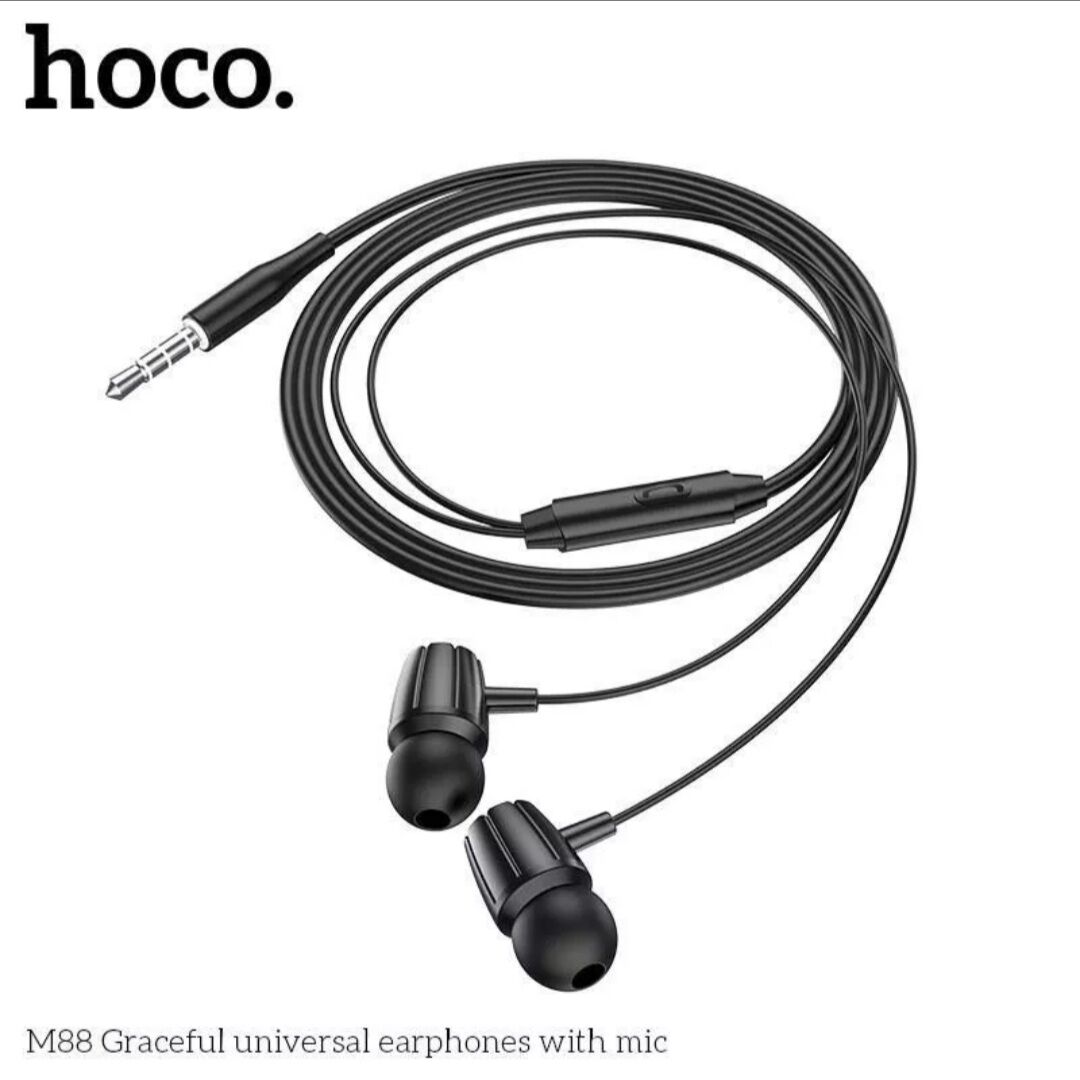 Tai nghe nhét tai Hoco M88. Hoco chính hãng dài 1.2m nghe nhạc cực hay có mic thoại kèm phím điều khiển.