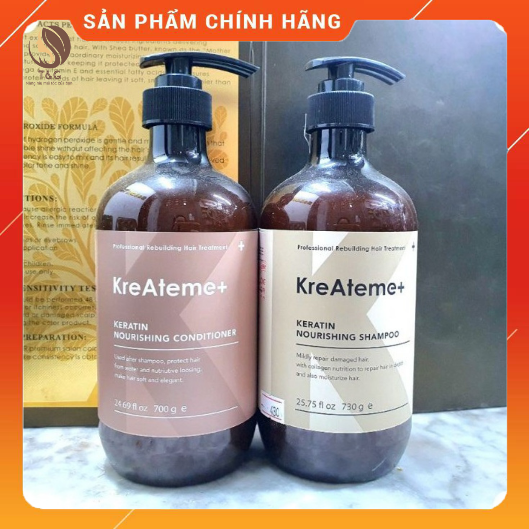 Dầu gội xả thải độc và dưỡng tóc mềm mượt chắc khỏe KreAteme+ 750ml hàng chính hãng.