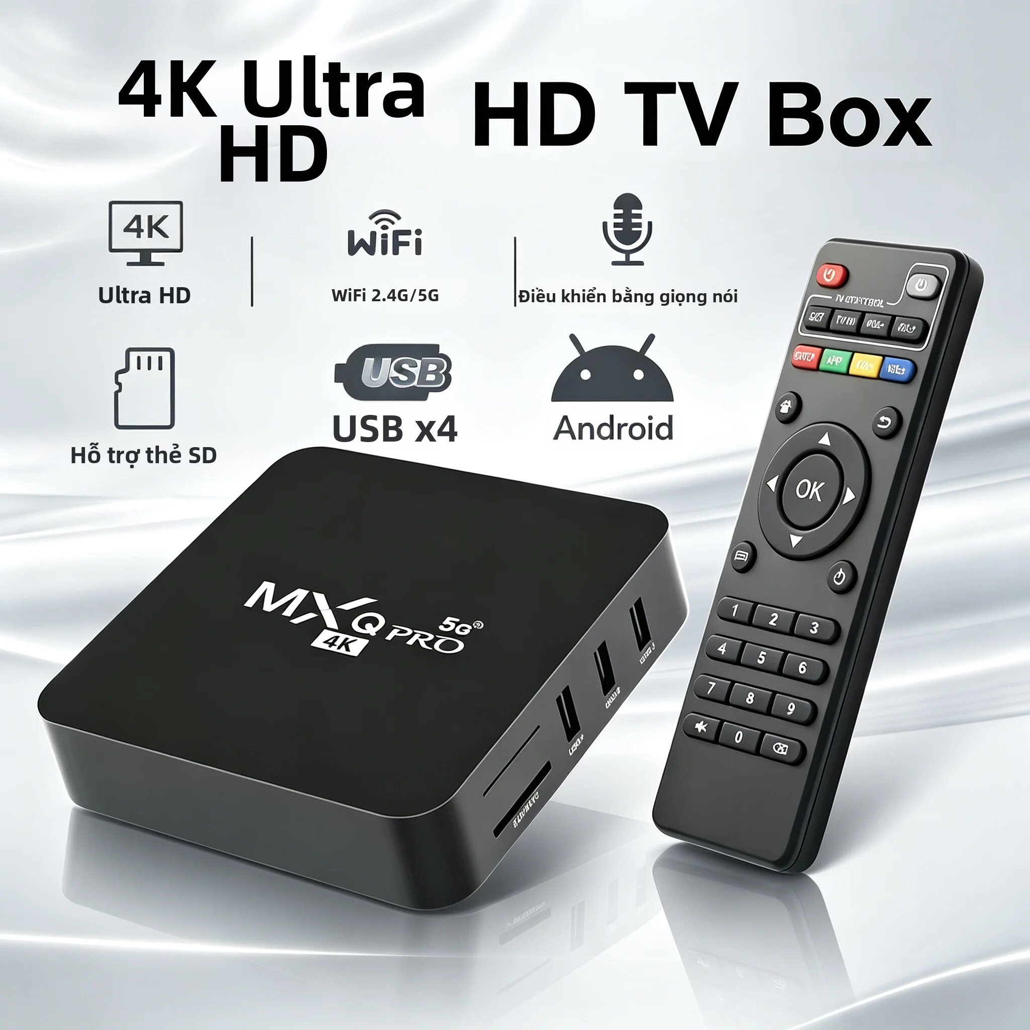 Hộp Giải Mã Truyền Hình MXQ PRO H313S 5G WiFi Android 9 4K Quad Core 1GB RAM 8GB ROM, Đầu Phát Đa Phương Tiện Thông Minh IPTV Netflix YouTube HDR, Hỗ Trợ Phát Trực Tuyến HD