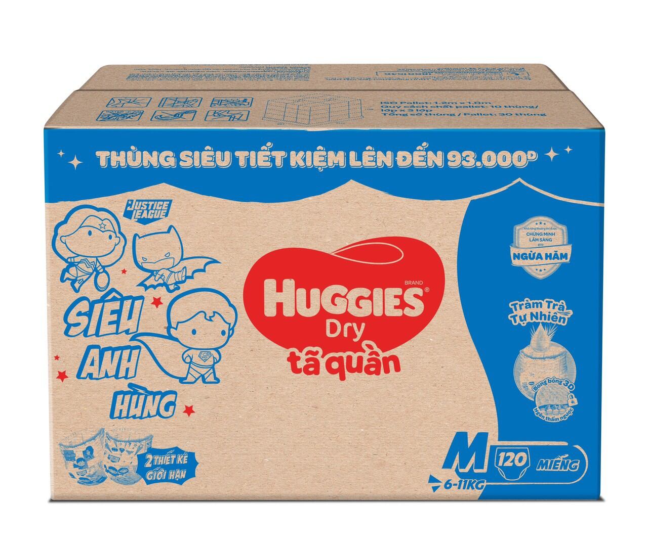 Huggies tả quần size m 120 miếng