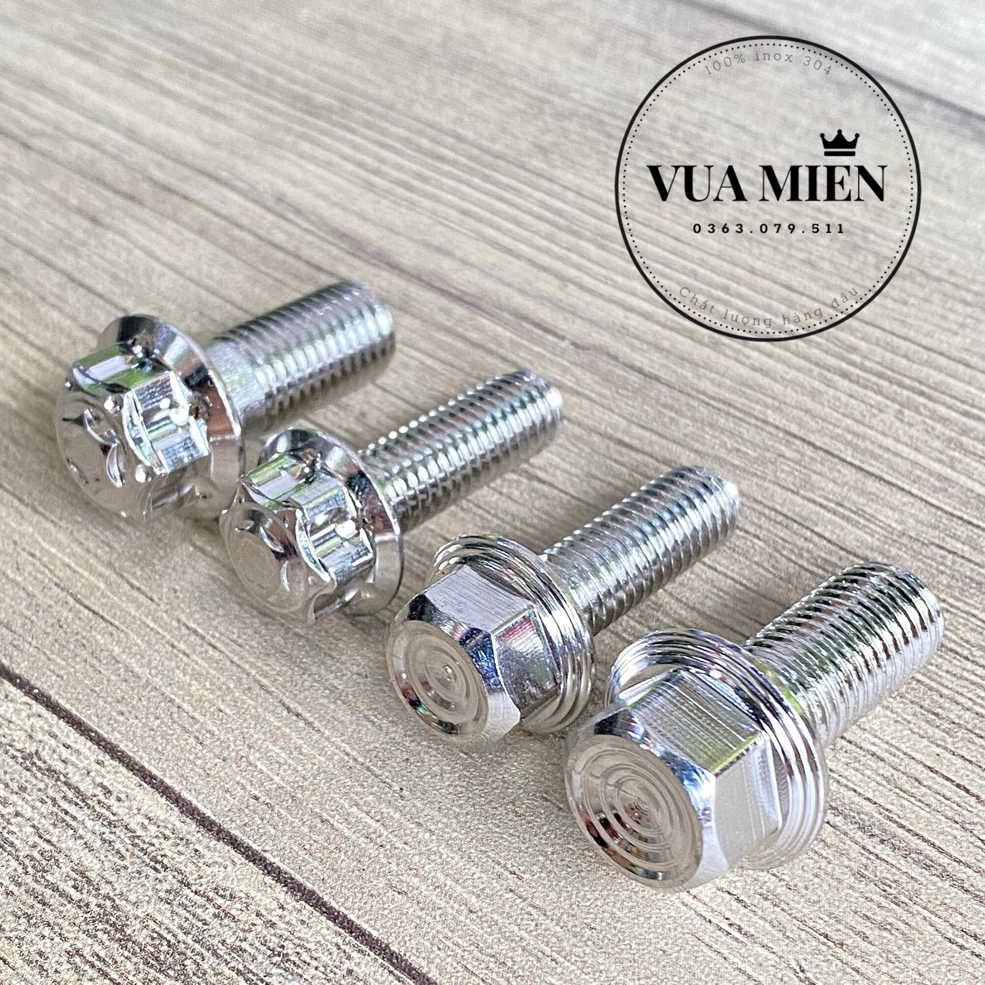 Combo 2 con ốc bắt pas heo chuẩn inox 304 Vua Miên gắn cho các dòng xe Honda Yamaha