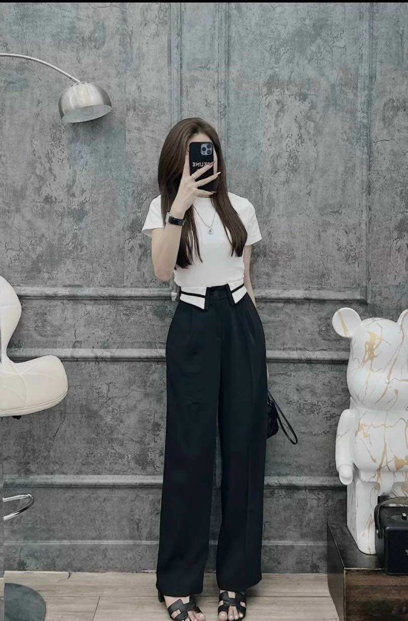 (SHOP BIGSIZE NỮ 50KG ĐẾN 90KG) quần ống rộng lưng viền