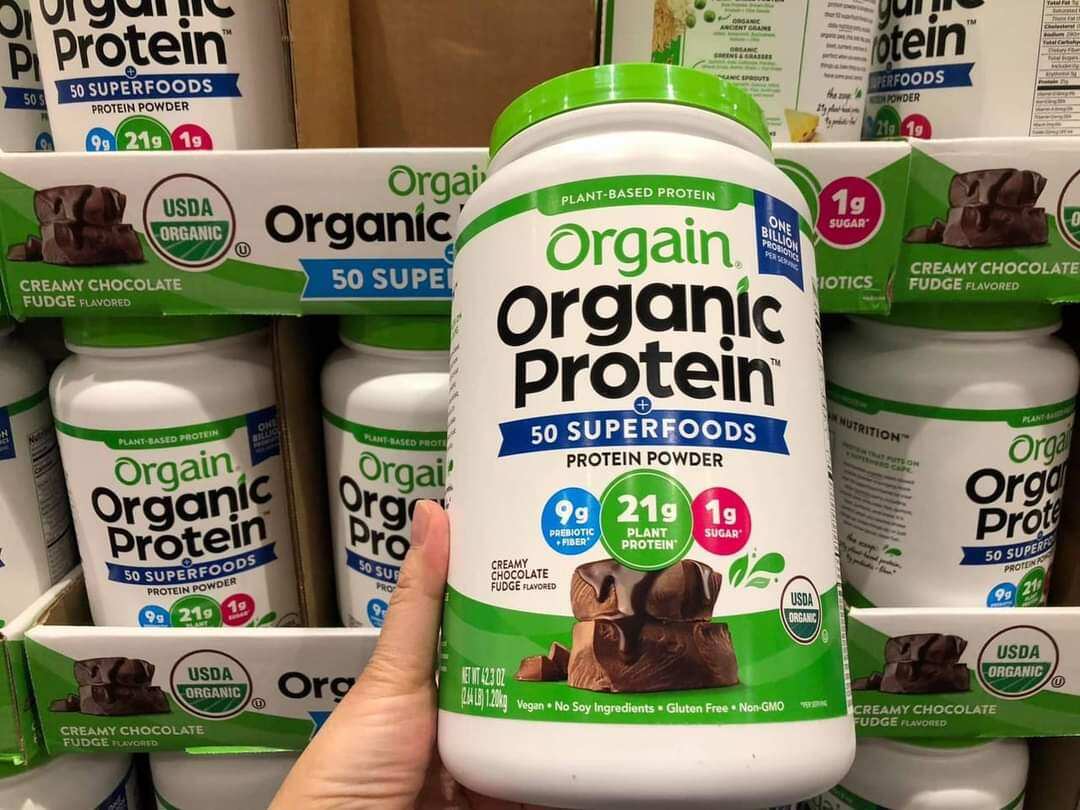 Bột protein organic orgain hữu cơ 1.2 kg hương sô cô la hàng mỹ, bột bổ sung chất đạm chất dinh dưỡng - chị vịt shop