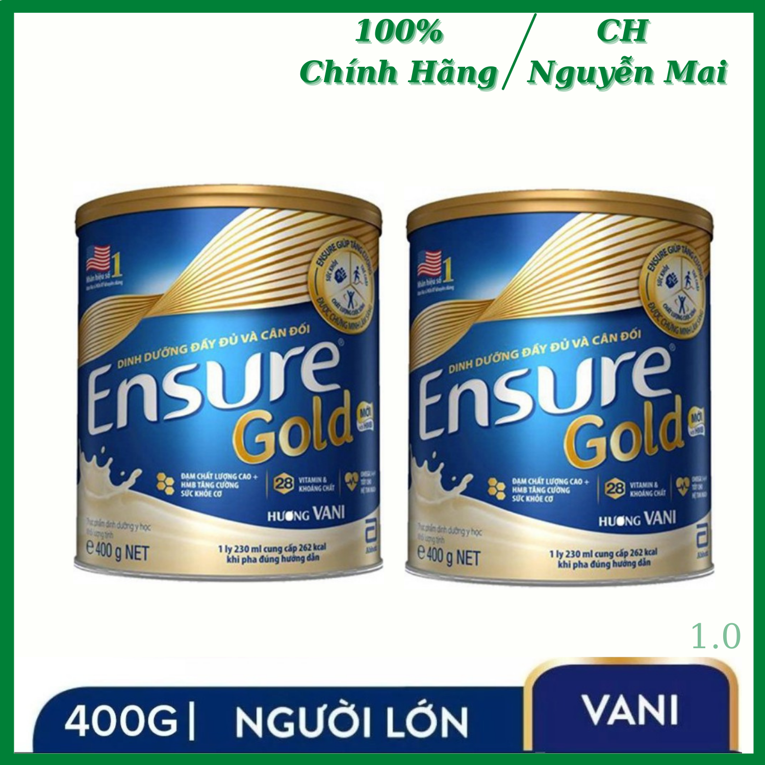 Combo 2 hộp sữa bột ensure gold hương vani 400g