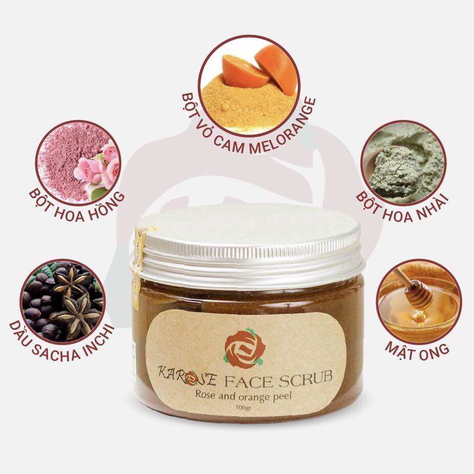 Rửa mặt tẩy da chết hữu cơ karose face scrub 100gr