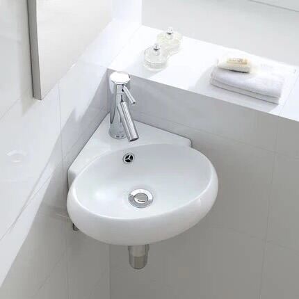Lavabo mini góc tam giác, chậu rửa mặt treo tường nhập khẩu kt 350x350mm