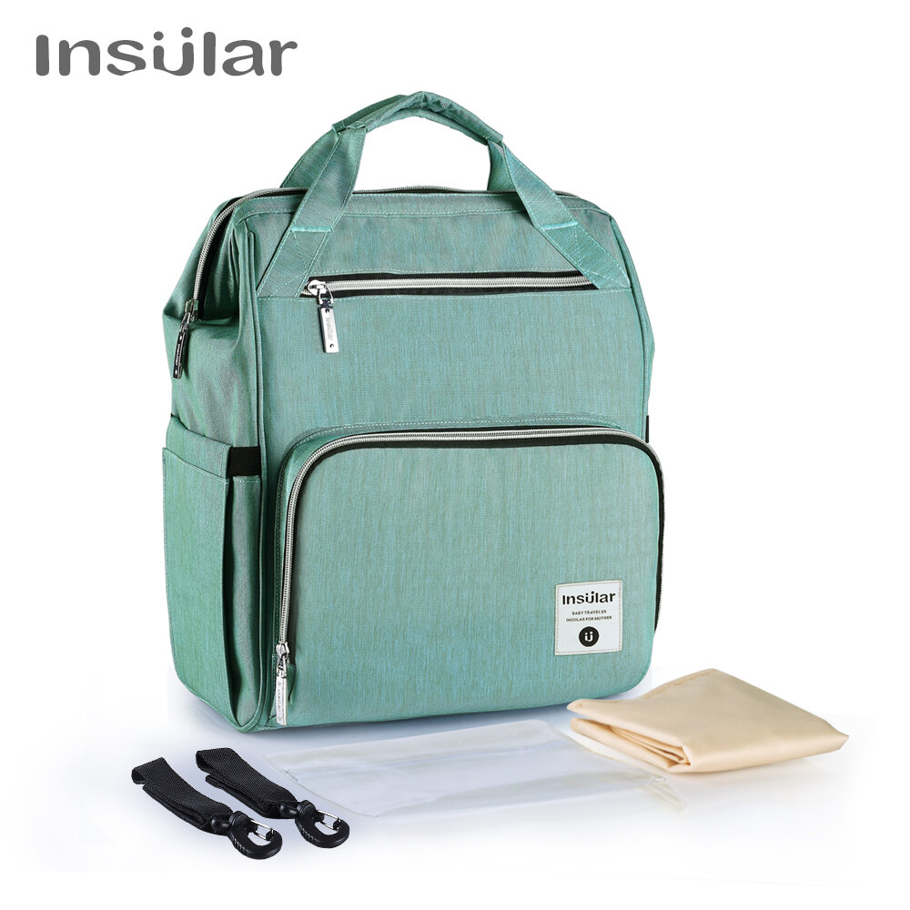 Insular | Túi Đựng Tã Dành Cho Bà Bầu Insular Mummy Ba Lô Du Lịch Dung Tích Lớn Túi Đựng Tã Có Dây Kéo Để Chăm Sóc Em Bé Vải Thiết Kế Cho Con Bú
