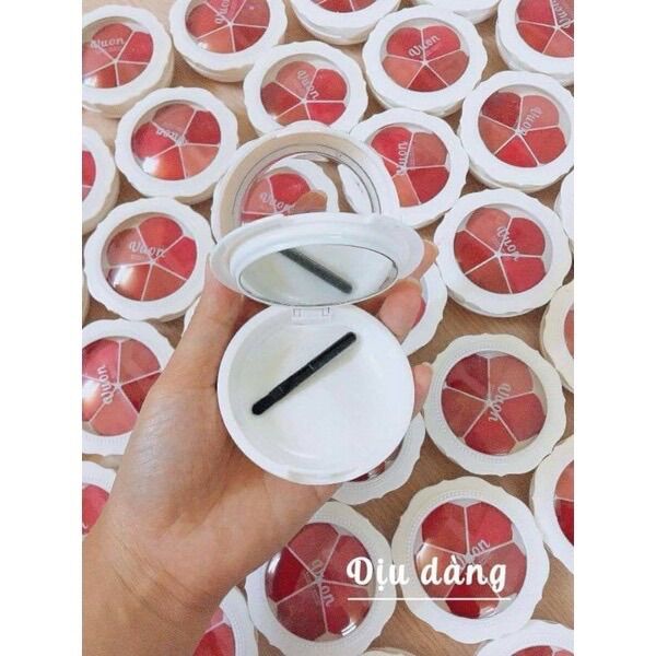 Khay Bông 5 Ô Đựng Son Handmade Hoặc Phấn Mắt Kèm Cọ
