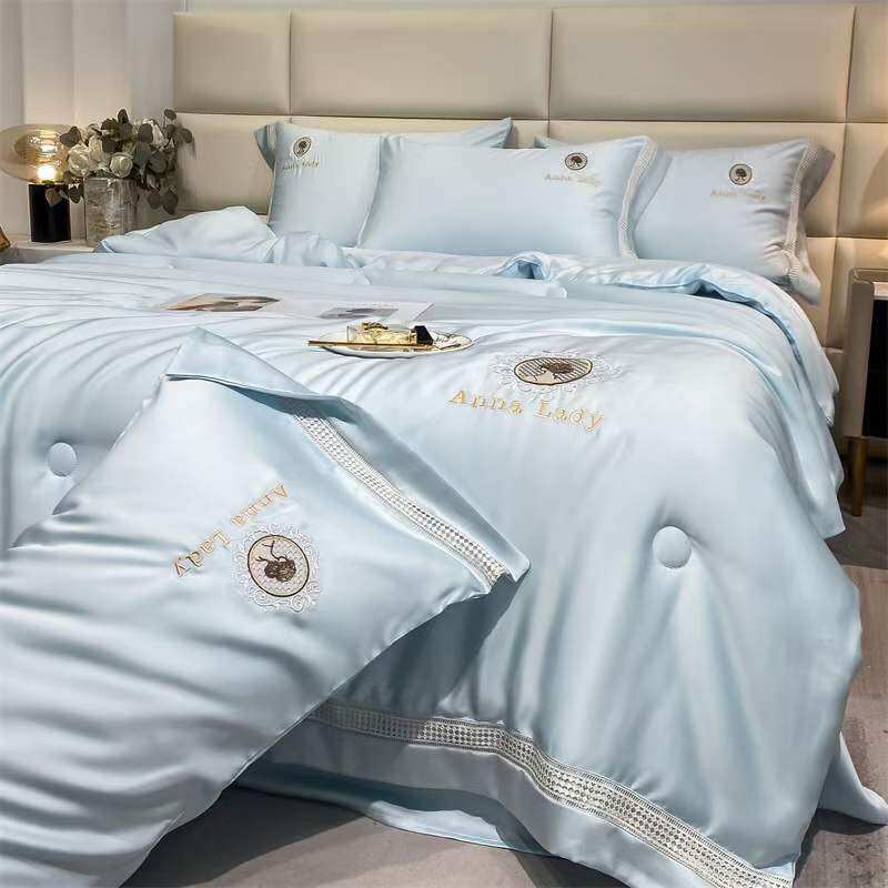 SET PHI LỤA CHĂN HÈ THÊU CHỮ 𝐻