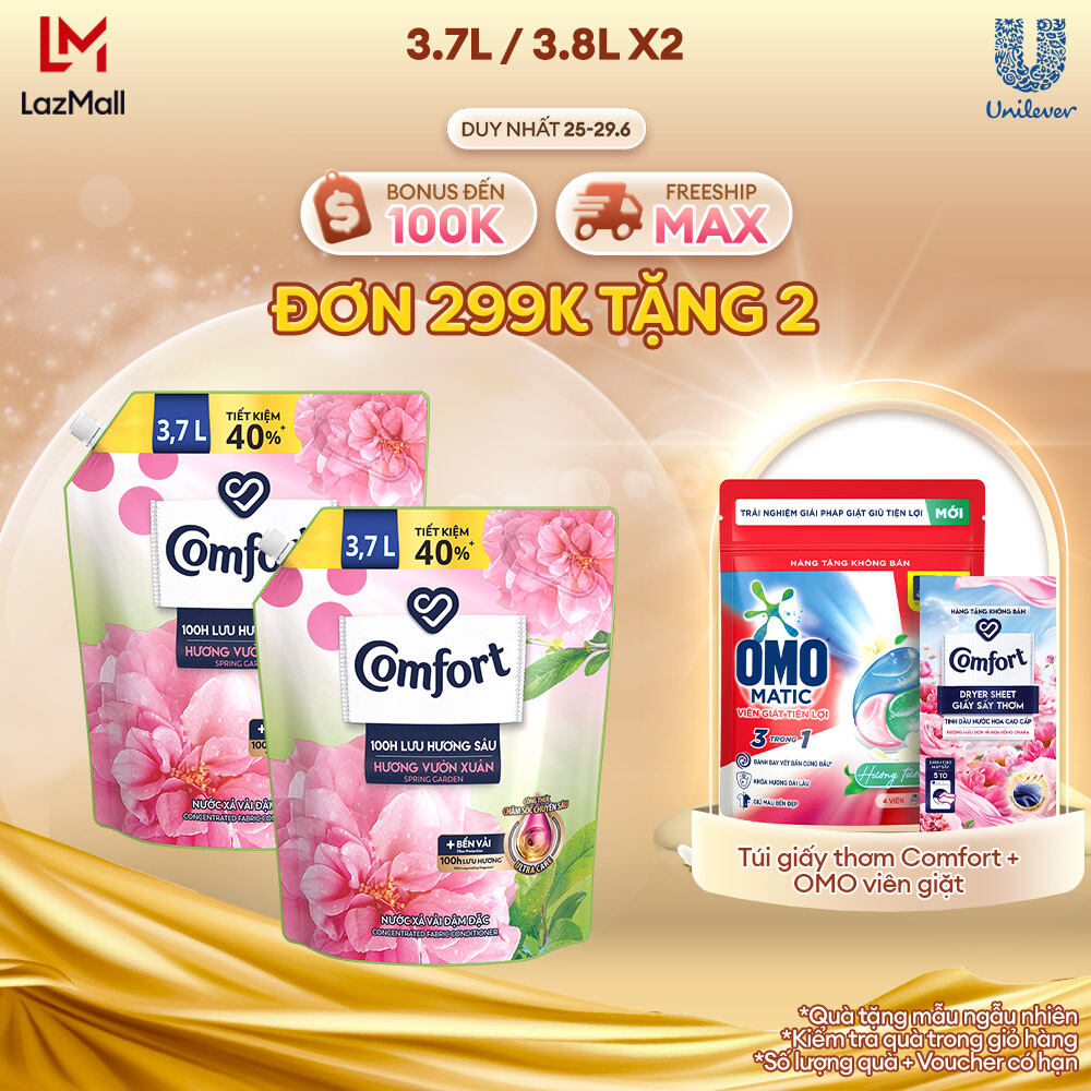 Combo 2 túi nước xả vải Comfort Thiên nhiên/Chuyên sâu túi 3.8L