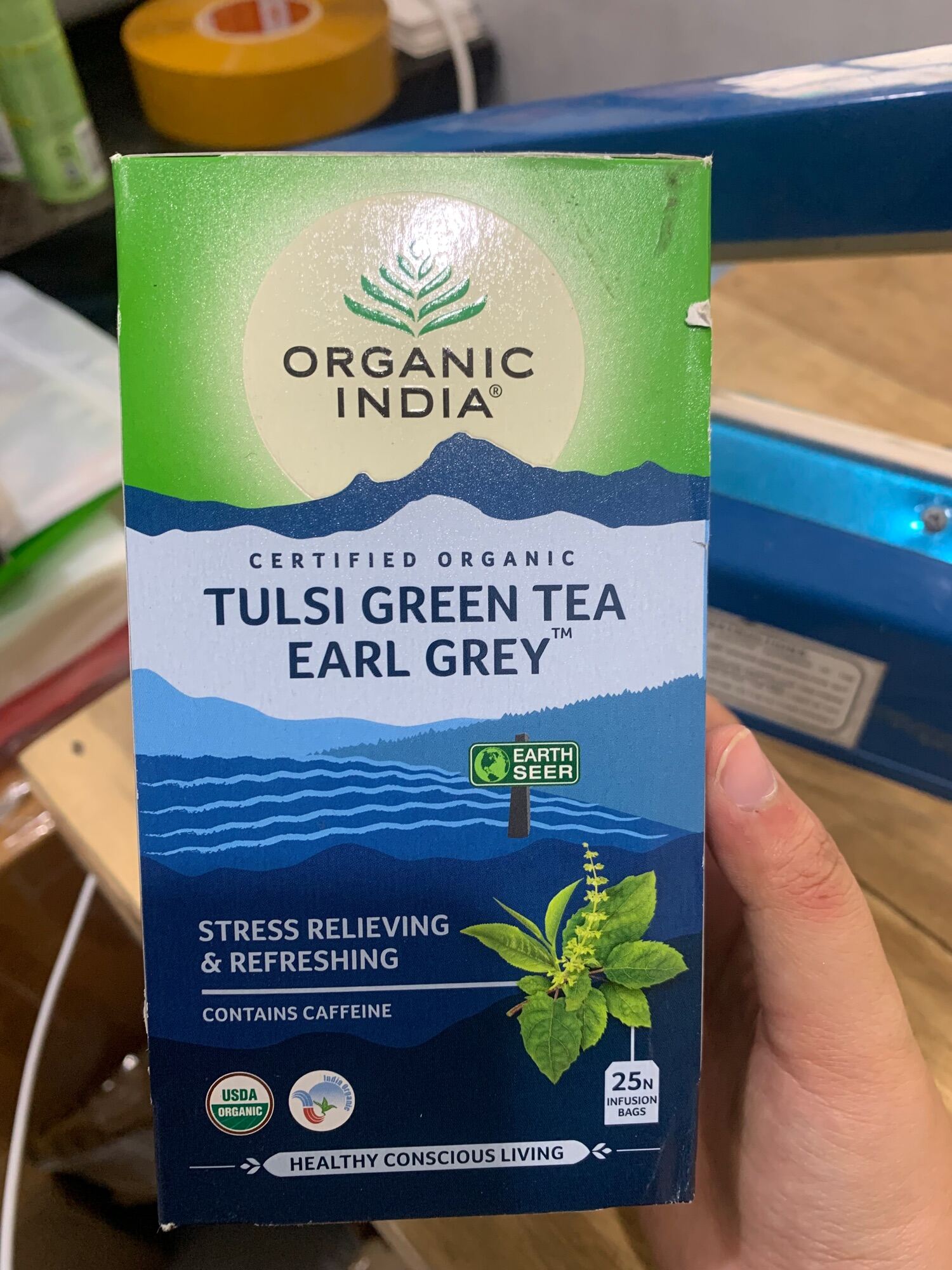 ORGANIC INDIA Tulsi Green Tea Earl Grey  (25bags) - Trà Túi Lọc